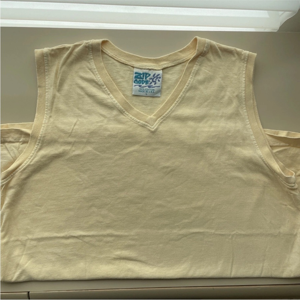 Zip Code Cotton tank v neck yellow women large soft